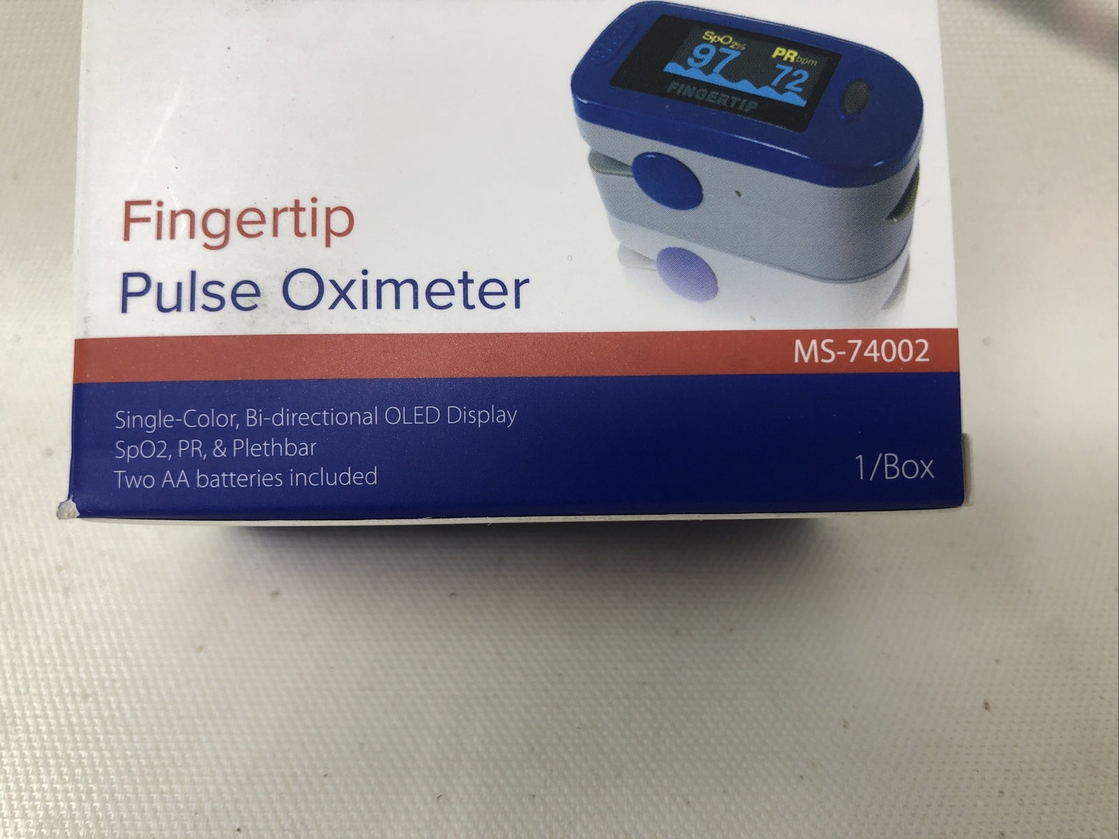 NEW MEDSOURCE Fingertip Pulse Oximeter Fingertip, Blue OLED Display - MS-74002
