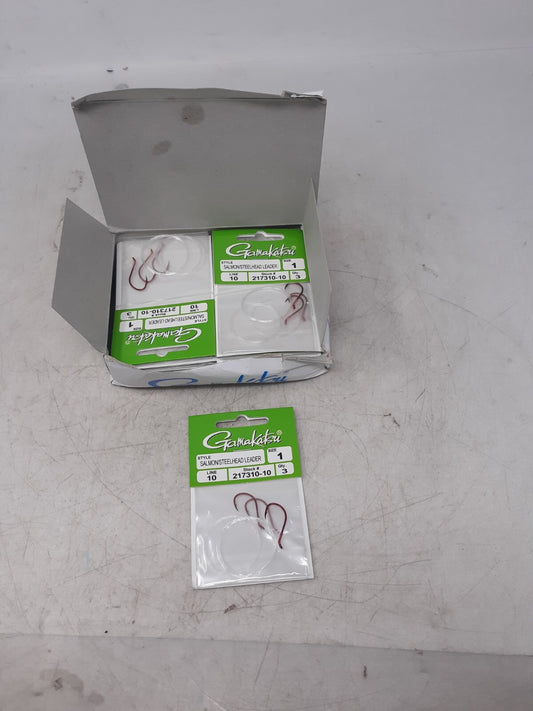 Gamakatsu Salmon Steelhead Leader Size 1 Red Hook Line 10lb 3-Pack 217310-10