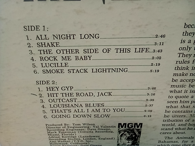 Mgm records the animals animalism vinyl record