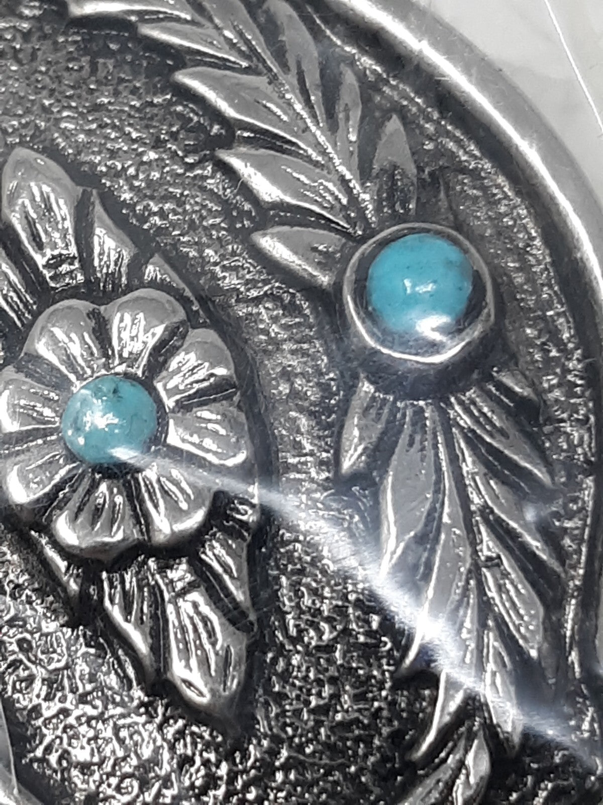 Western Silver Bolo Tie with Turquoise Inlay & Floral Engraved Design