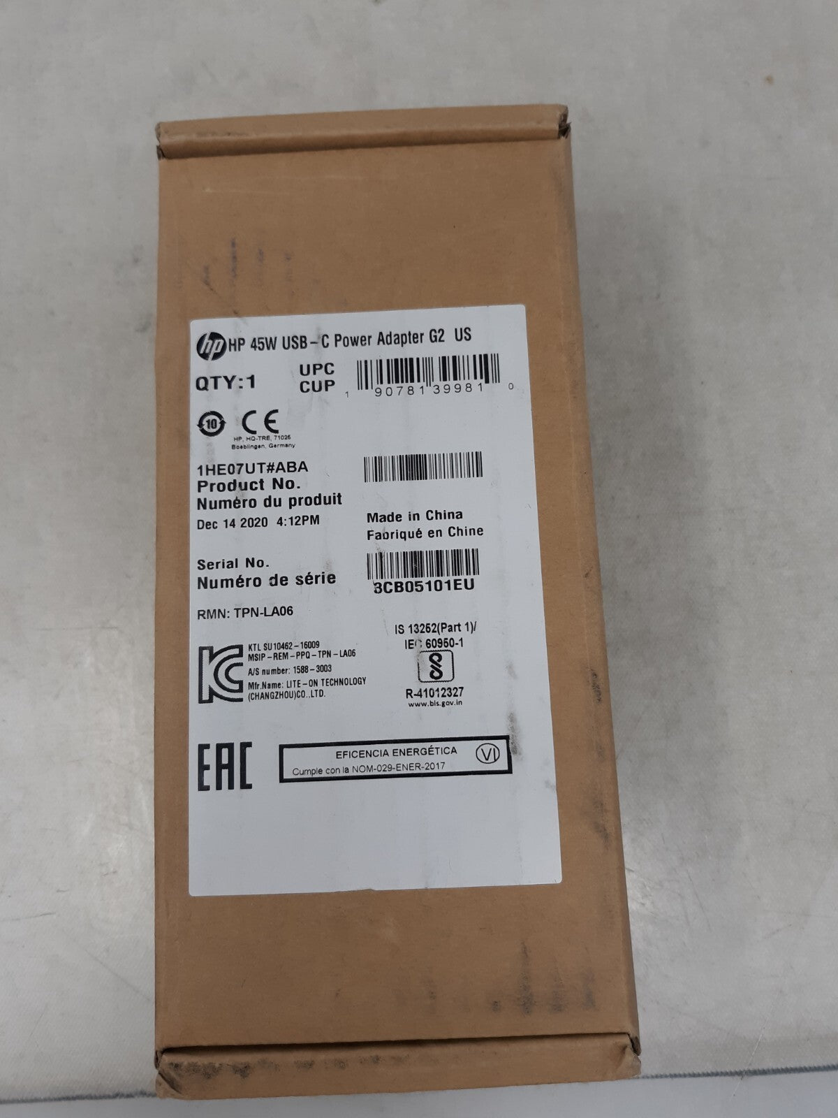 HP USB-C G2 Power Adapter 45 Watt HP Smart Buy 1HE07UT#ABA