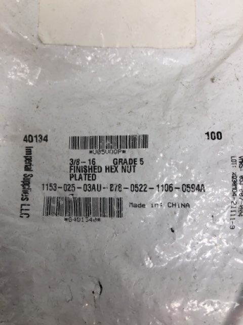 Imperial Supplies 40134 Finished Hex Nut Plated 3/8-16 G5