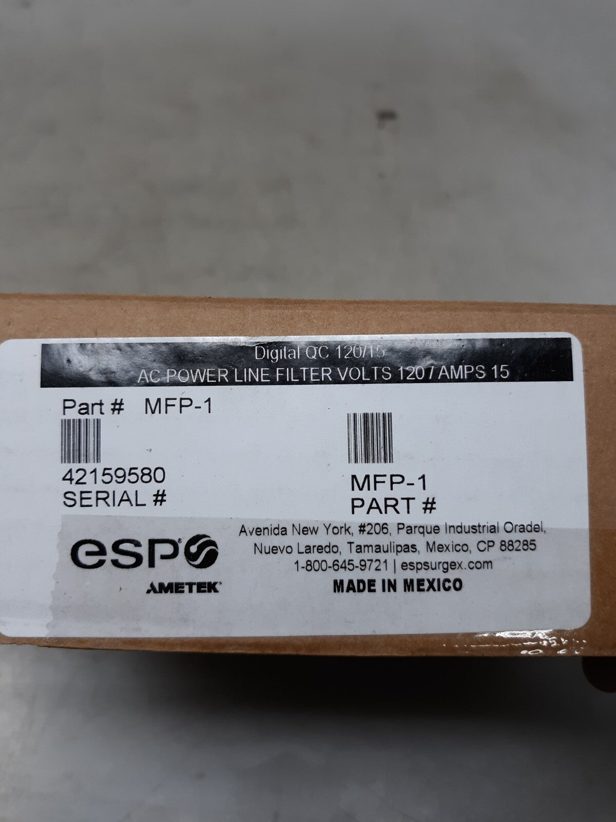 ESP MFP-1 Surge Protector Noise Filter 120 Volt / 15 Amp Single Outlet