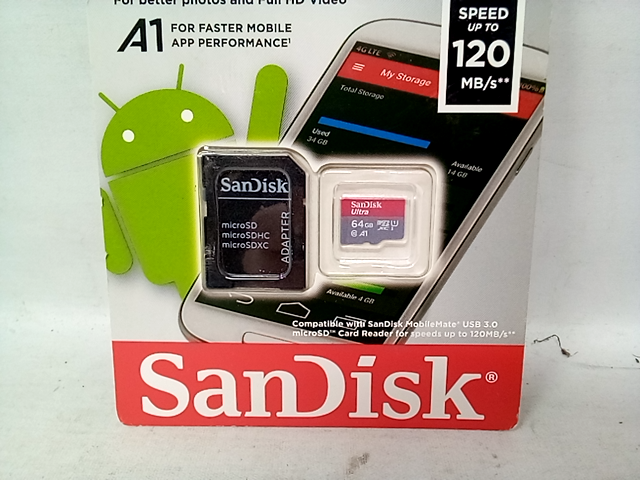 SanDisk 64gb Ultra Usd 120mb/s C10 Uhs -  SDSQUA4-064G-AN6MA , MicroSDXC UHS-I C