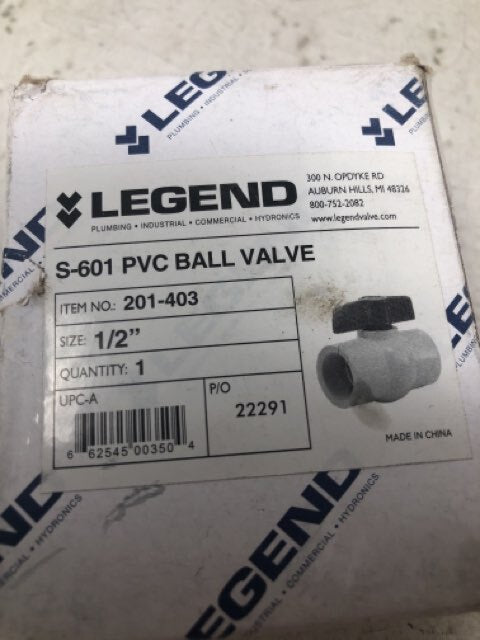 LEGEND - S-601 PVC Ball Valve
