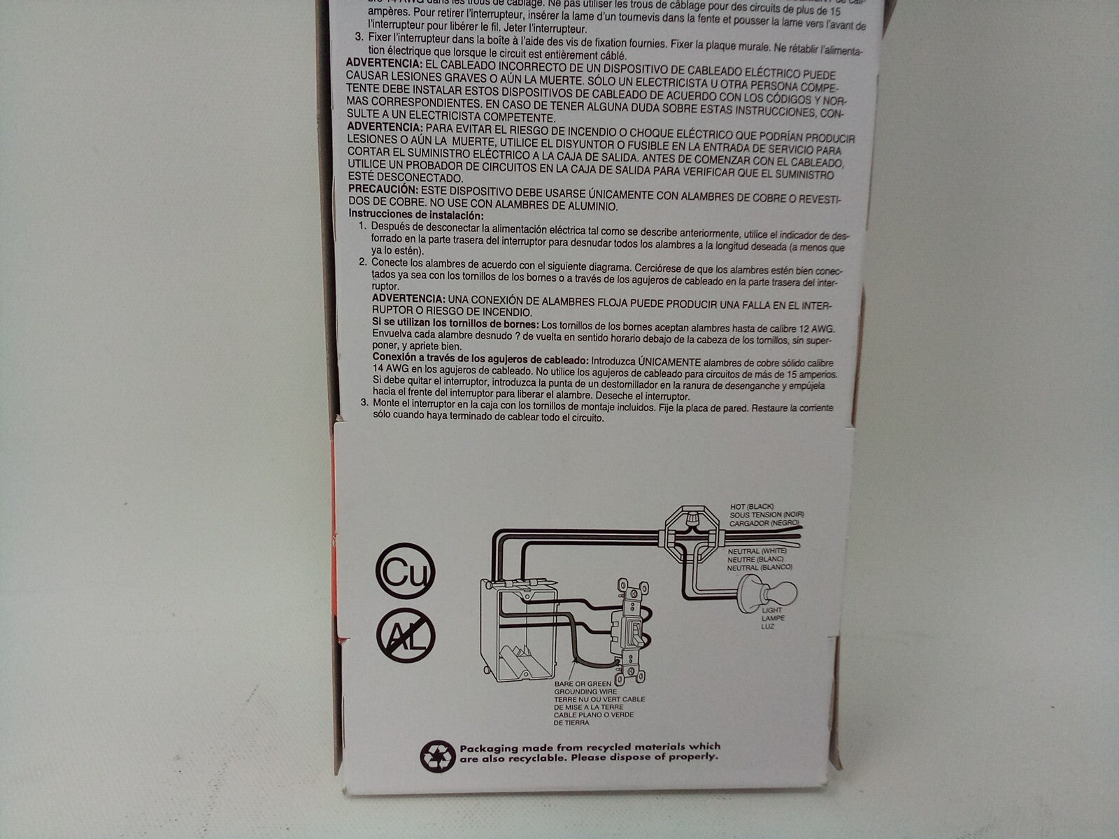 Pass & Seymour TradeMaster Legrand Single Pole Light Switch 15amp 10pk