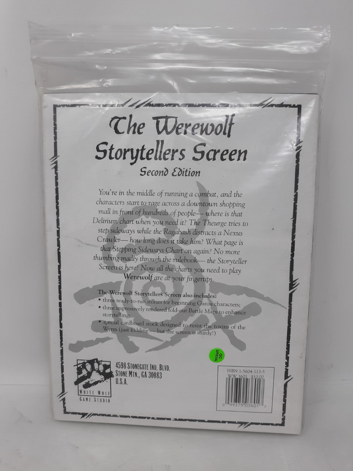 Werewolf The Apocalypse Storyteller's Screen Three Werewolf Stories & Map
