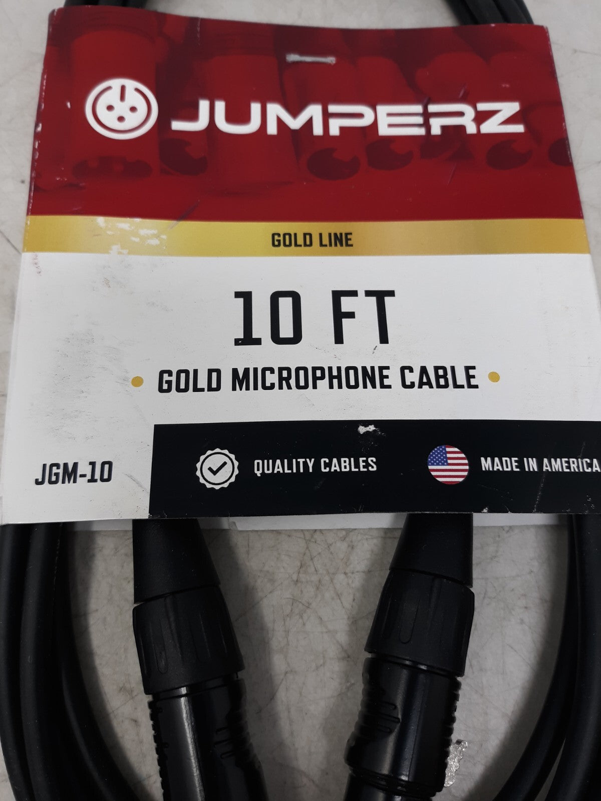 Jumperz JGM-10 10FT Gold Line XLR Microphone Cable - Made in USA
