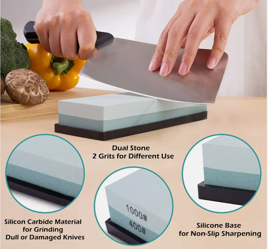 Kitchen Knife Sharpening Stone Dual Water Whetstone Set 400/1000 Grit Sharpener