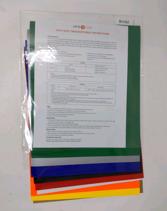 Puff Vinyl Heat Transfer, 8Pcs 12”X10” 3D Puff Heat Transfer Vinyl Sheets