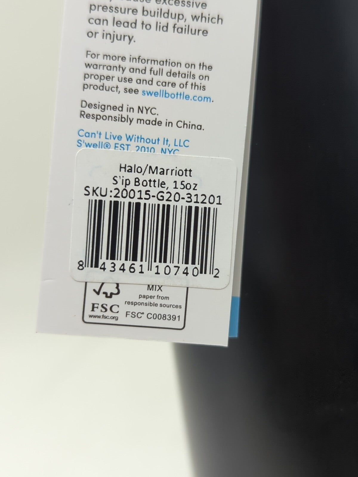 S'ip by S'well (Sip by Swell) Marriott Logo Water Bottle 15 Oz - Black  Qty 2