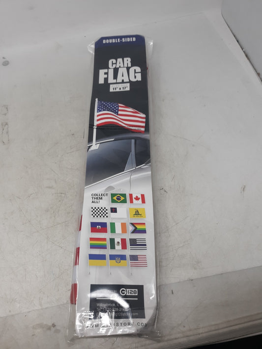 G128 2PK USA Car Flag Double-Sided 11x17in 150D Polyester with Window Mount