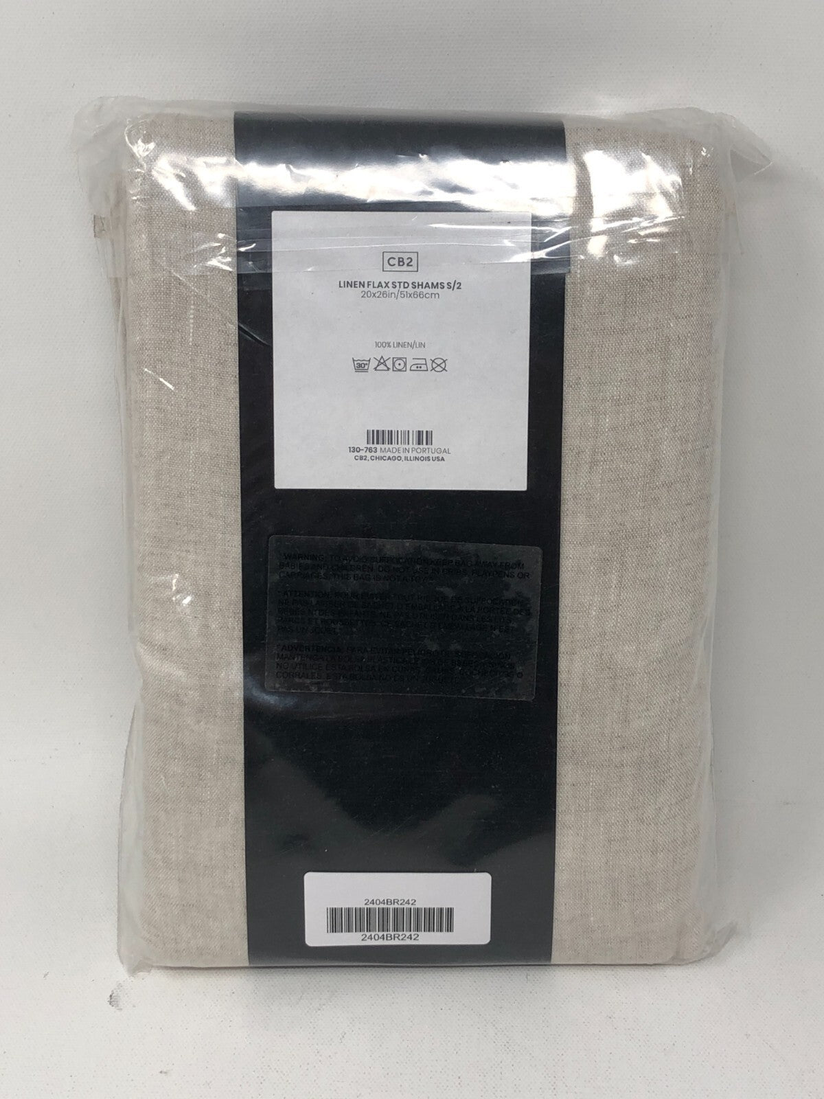 CB2 Linen Flax Shams S/2 ~ 2-Pack of Sham Pillowcases, Standard Size, Natural