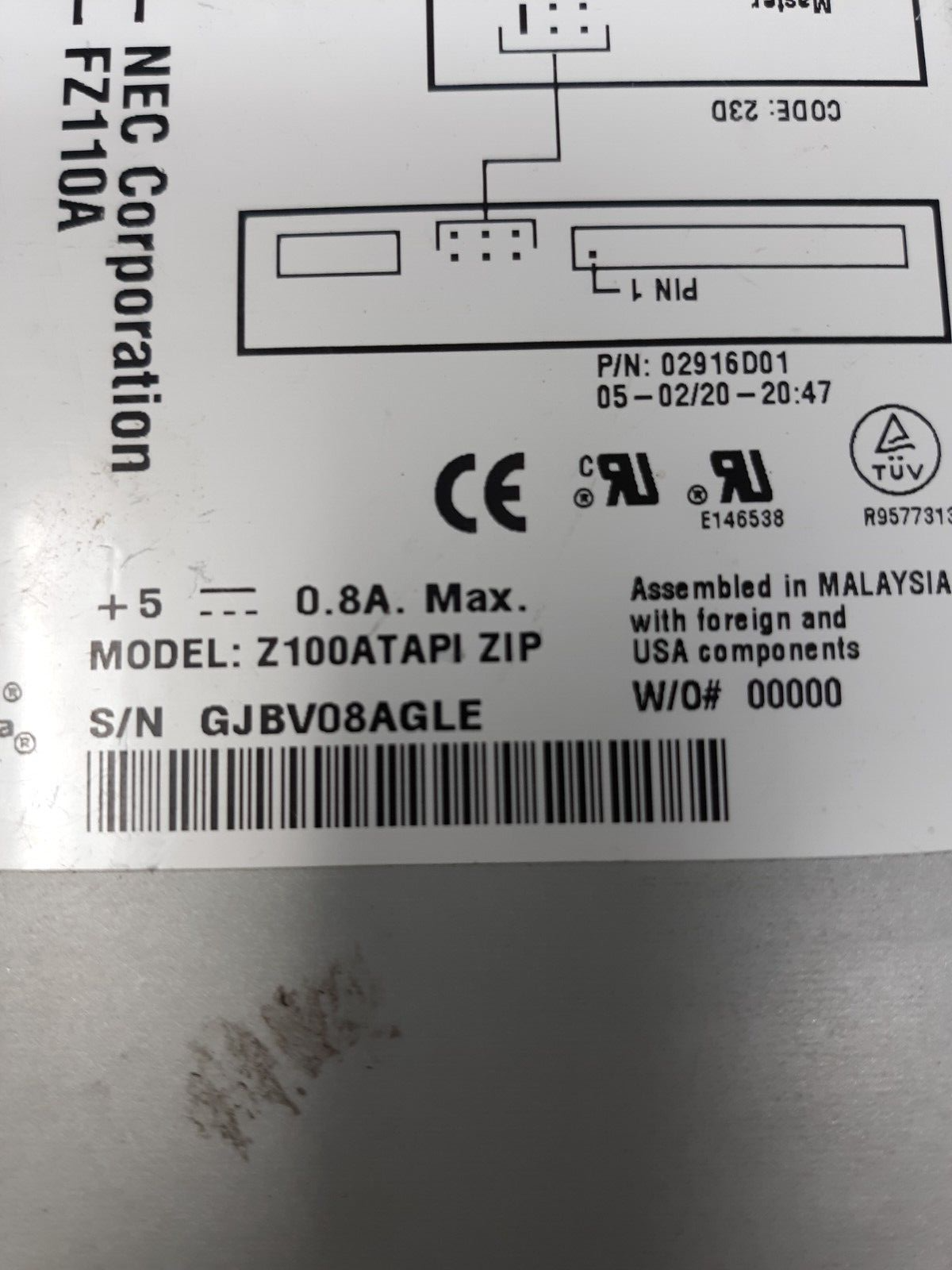 Fdd, fz110a, p/n 134-507313-001-0, (fl-100) 3.5" Floppy Drive