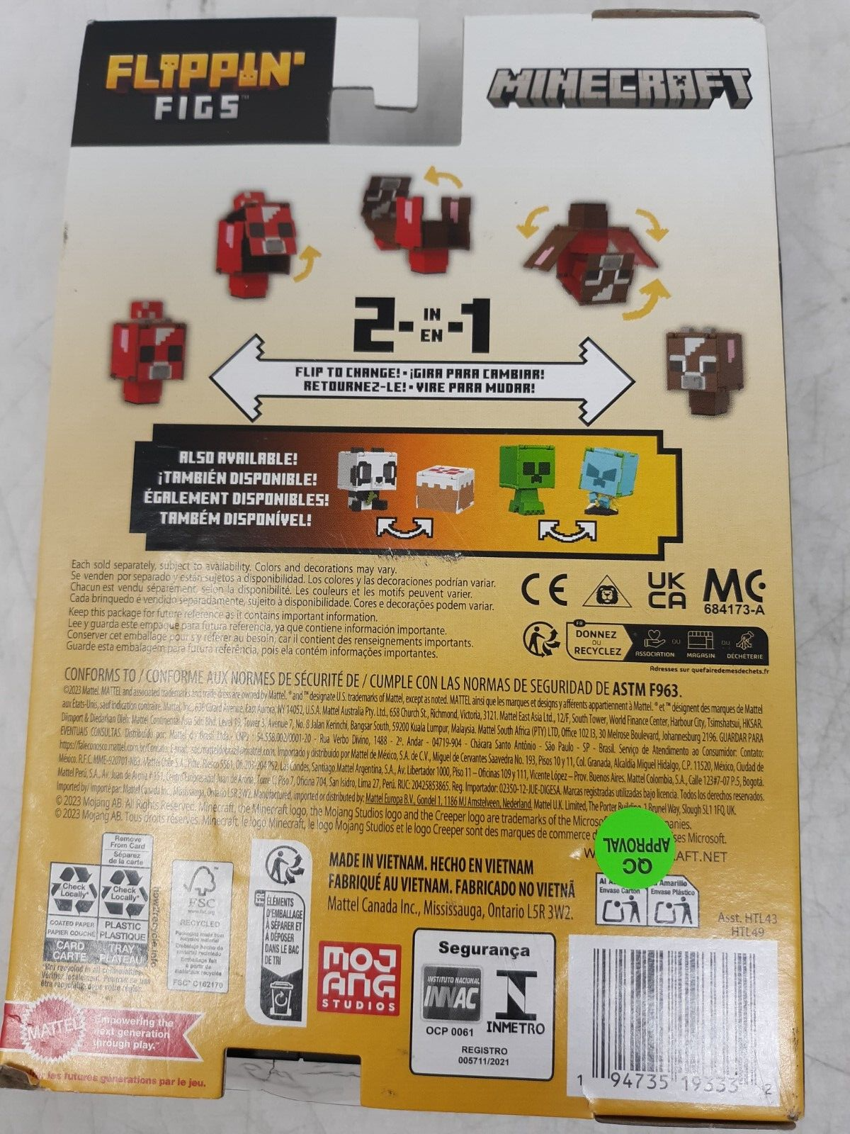 Minecraft Flippin' Figs Mooshroom + Cow 2-in-1 Figure by Mattel (HTL49)