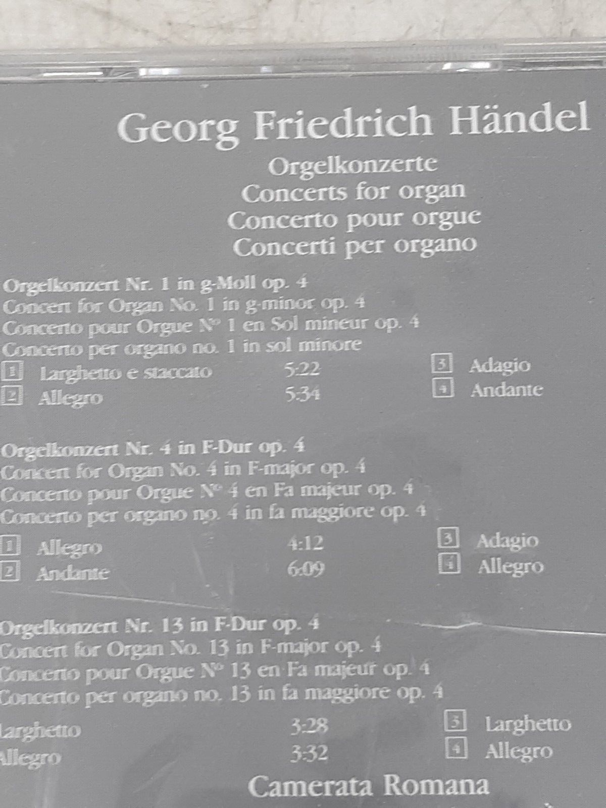 Georg Friedrich Händel - Orgelkonzerte (Organ Concertos) CD Pilz 160 163