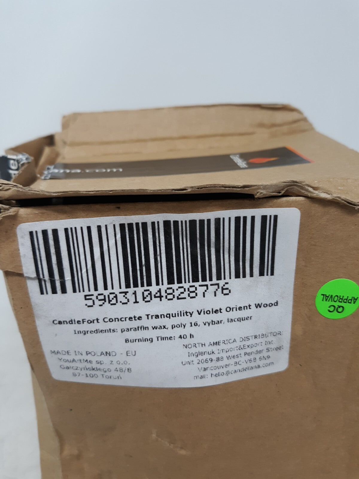 Candellana Candles Candlefort Candles Concrete Tranquility Violet, Scent: Orient