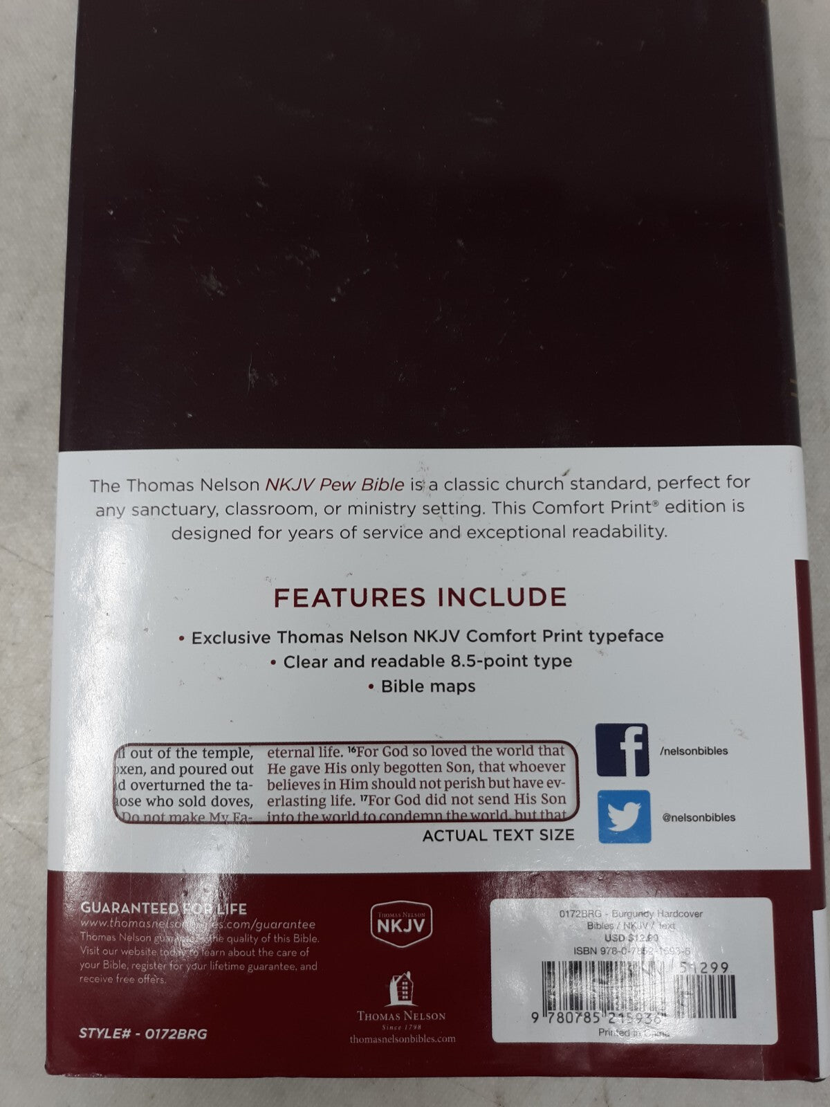 Holy Bible : New King James Version, Burgundy, Pew Edition, Hardcover