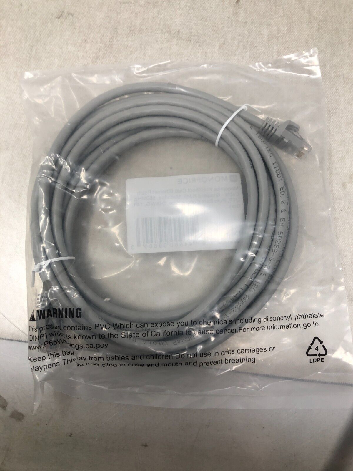 Monoprice FLEXboot Series 14' 24AWG Cat6 UTP Ethernet Network Cable Gray 109800