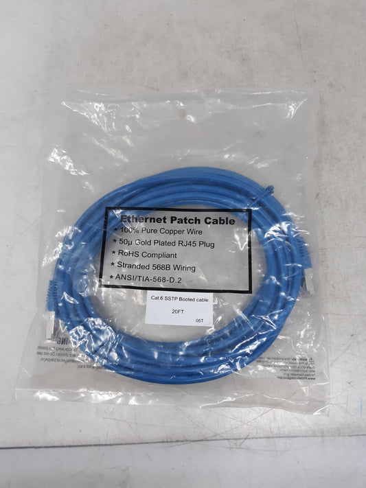 Cat6 Ethernet Patch Cable Network Internet RJ45 Stranded UTP 24AWG 20ft Blue