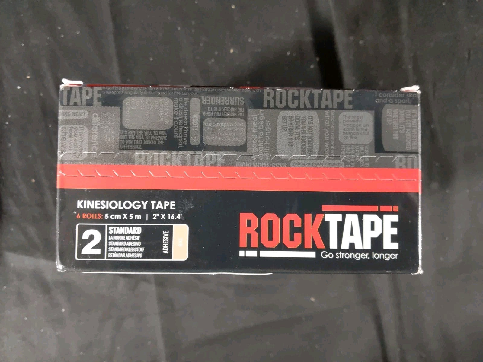 Rock Tape Standard Black Tape Roll Kinesiology Sports Recovery 2" X 16.4' New x6