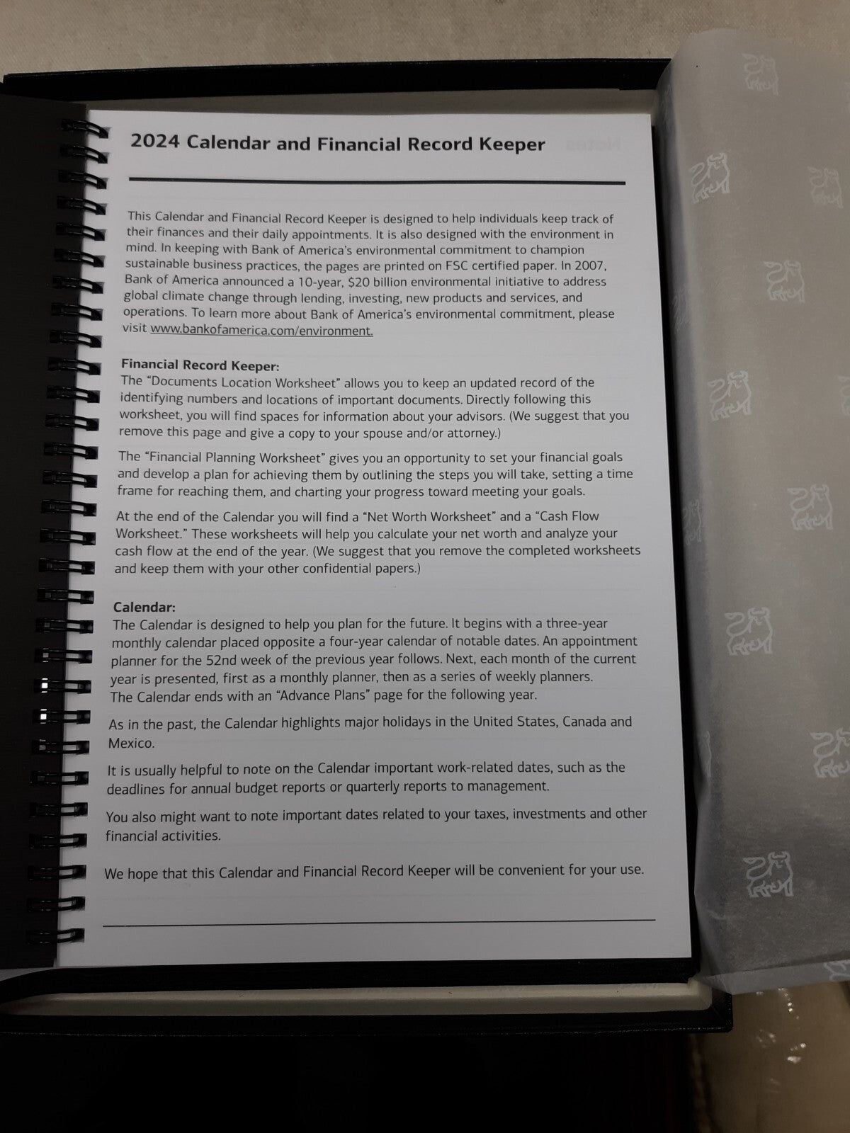 Bank of America Bull 2024 Weekly Appointment Book & Planner