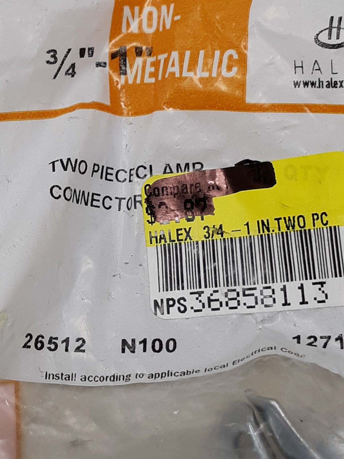 Lot of 3 (5-Pk) Halex 2-Piece Clamp Connector Steel Non-Metallic 3/4" - 1" 26512