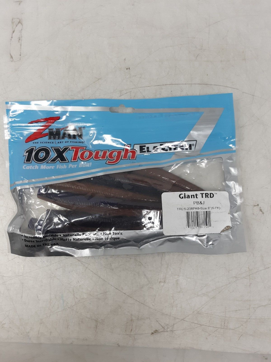 Z-Man Giant TRD PB&J 6" Soft Plastic Fishing Baits 6-Pack TRL6-238PK6