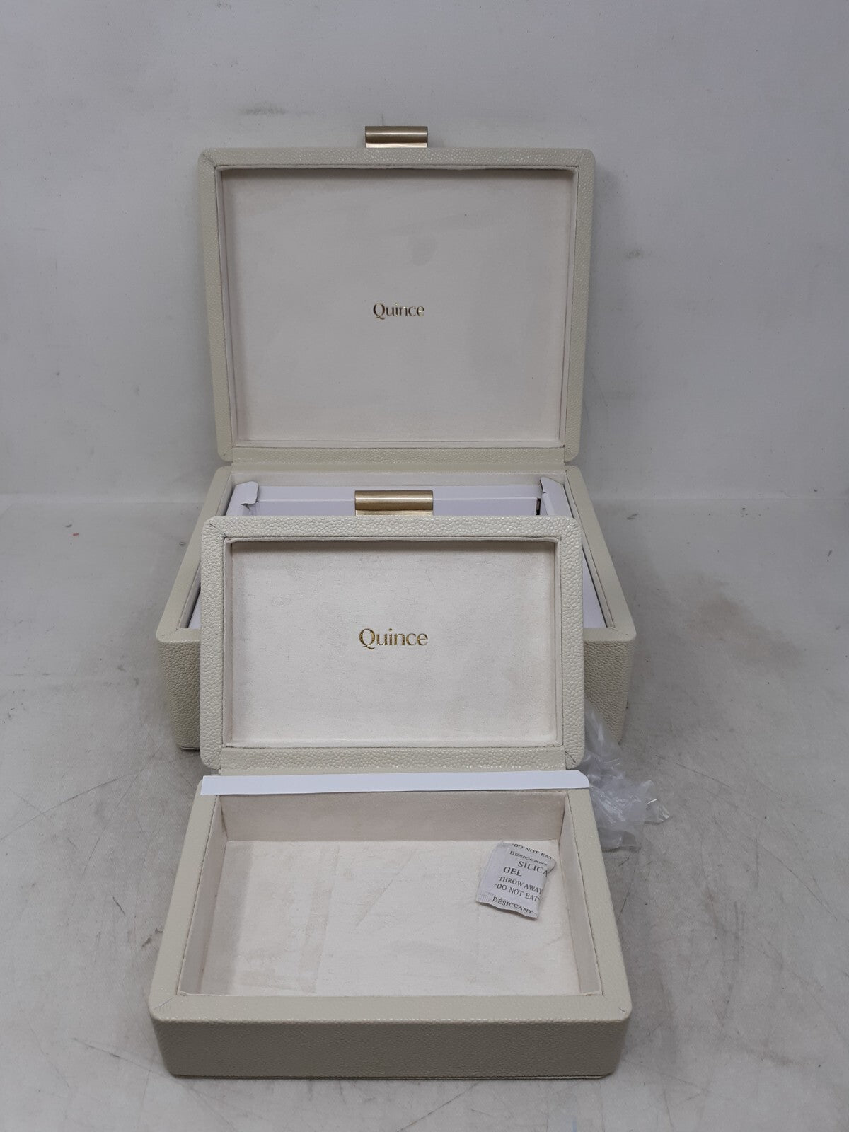 Quince Shagreen Leather Decorative Storage Boxes Set Of 2