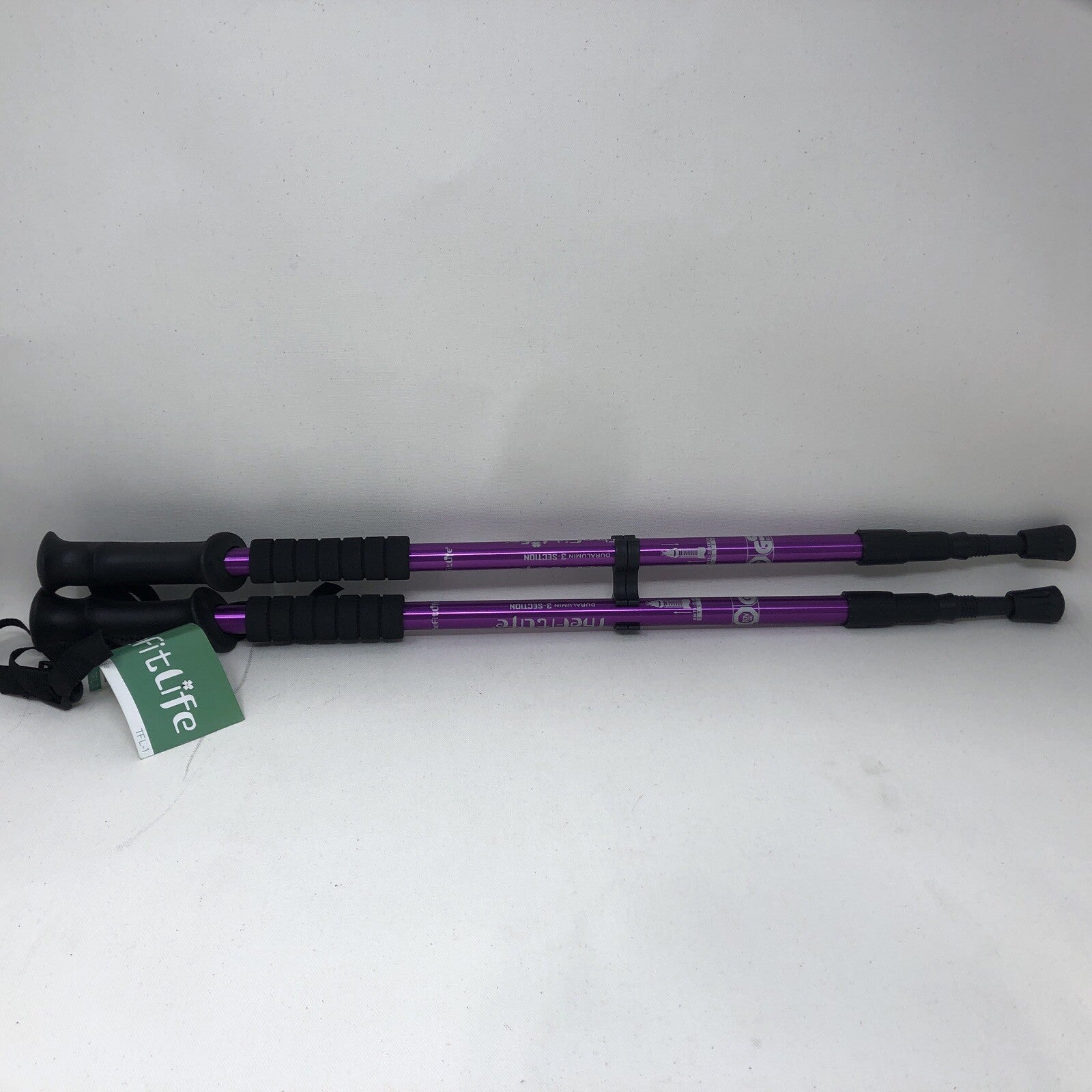 The Fit Life Hiking Walking Sticks Adjustable Poles & Handles Purple Aluminum