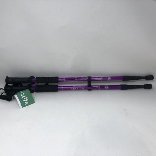 The Fit Life Hiking Walking Sticks Adjustable Poles & Handles Purple Aluminum