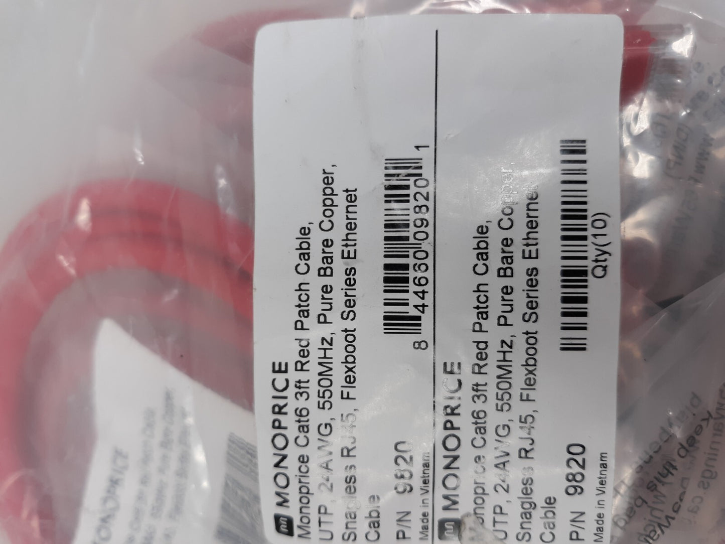 LOT OF 10 Flexboot Cat6 Ethernet Patch Cable nternet RJ45 Stranded UTP 3ft Red