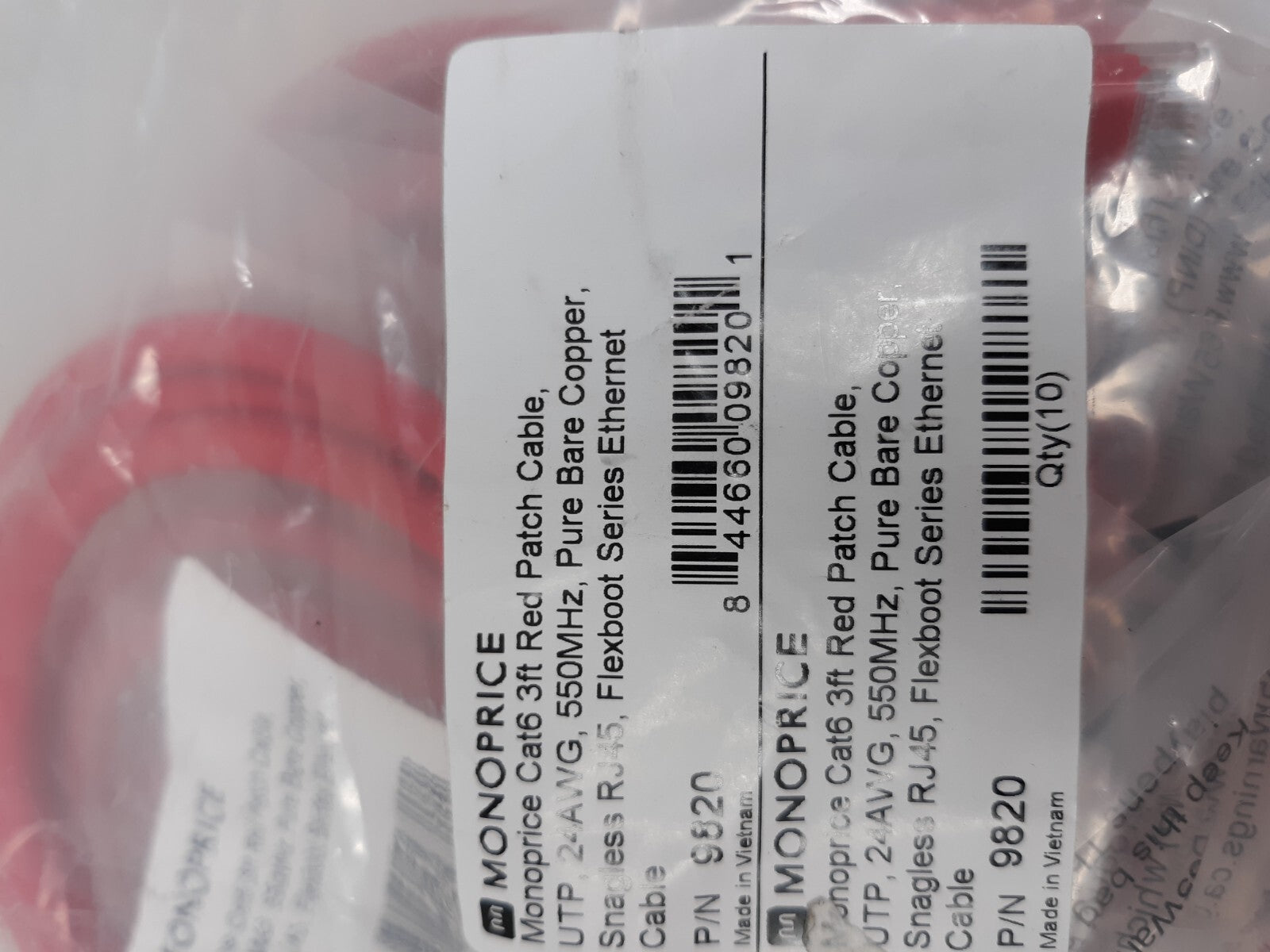 LOT OF 10 Flexboot Cat6 Ethernet Patch Cable nternet RJ45 Stranded UTP 3ft Red