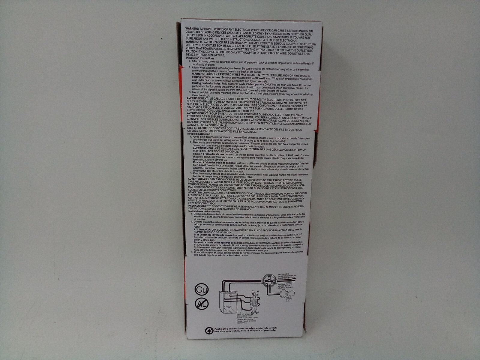 Pass & Seymour TradeMaster Legrand Single Pole Light Switch 15amp 10pk