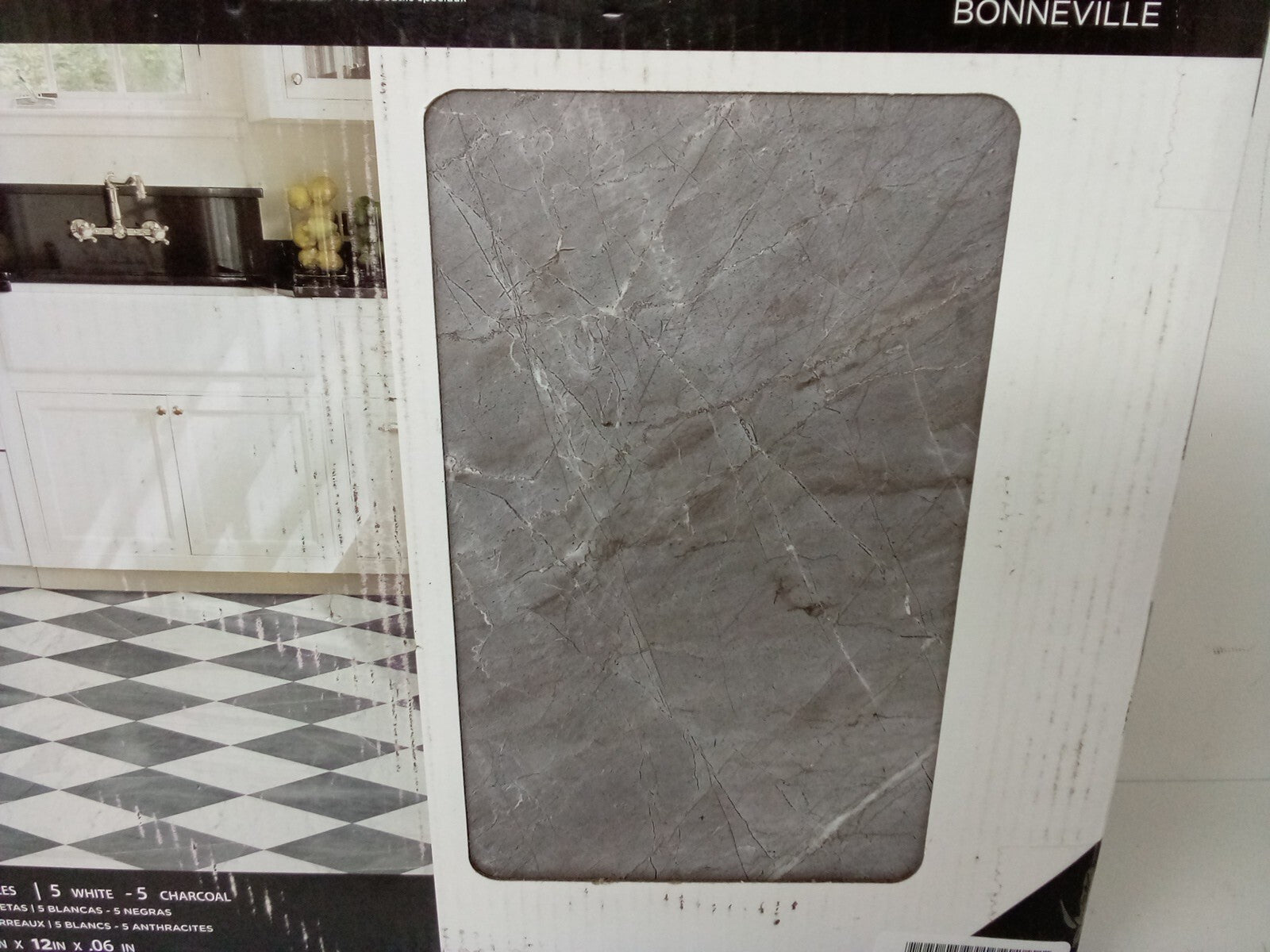 FloorPops 12-in by 12-in Bonneville Grey & White Marble Peel &stick Floor FP4421