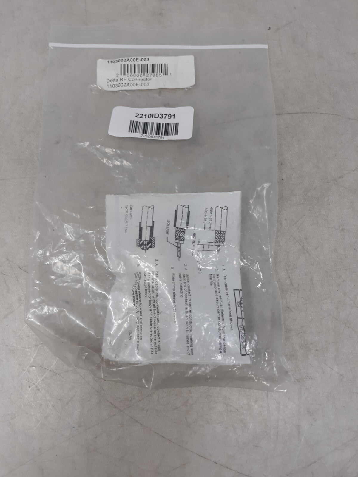 Delta N-Male RG213 RG8A M17-74 1103002A00E-001 50-Ohm Crimp Mil M39012/01B0007