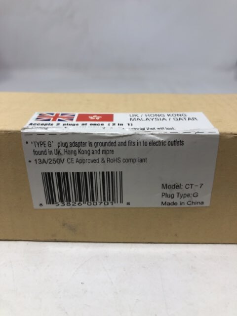 Ceptics CT-7 Type G 2in1 Travel Plug Adapter USA to HK 13A/250V CT-7 13A/250V