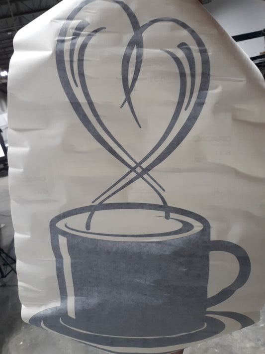 Coffee Cup Heart Design Kitchen Vinyl Wall Sticker 16 x 24