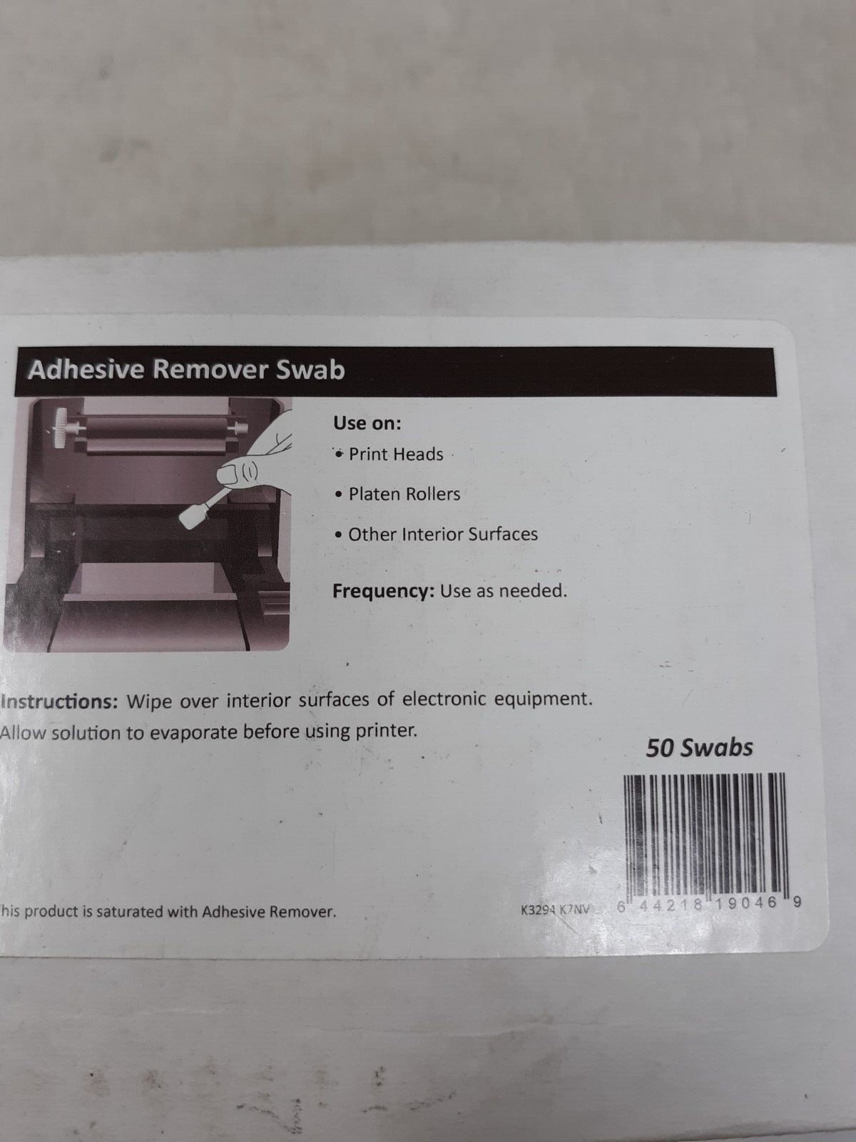 Adhesive Remover Foam Swab - 50 / Case - K3294 K7NV