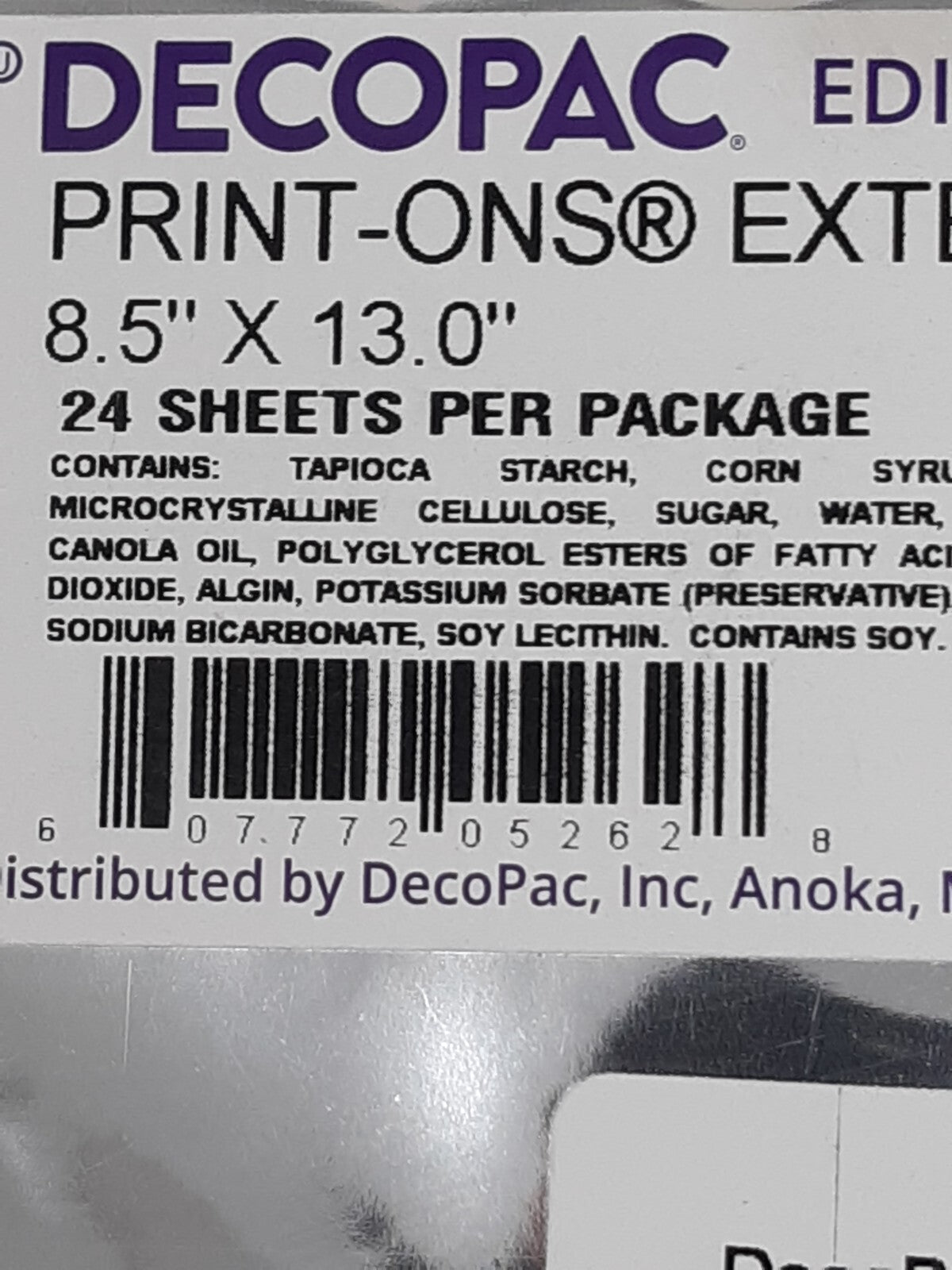 PhotoCake Premium Edible Sheets #5262 1/4 Sheet Extended 24 Sheets