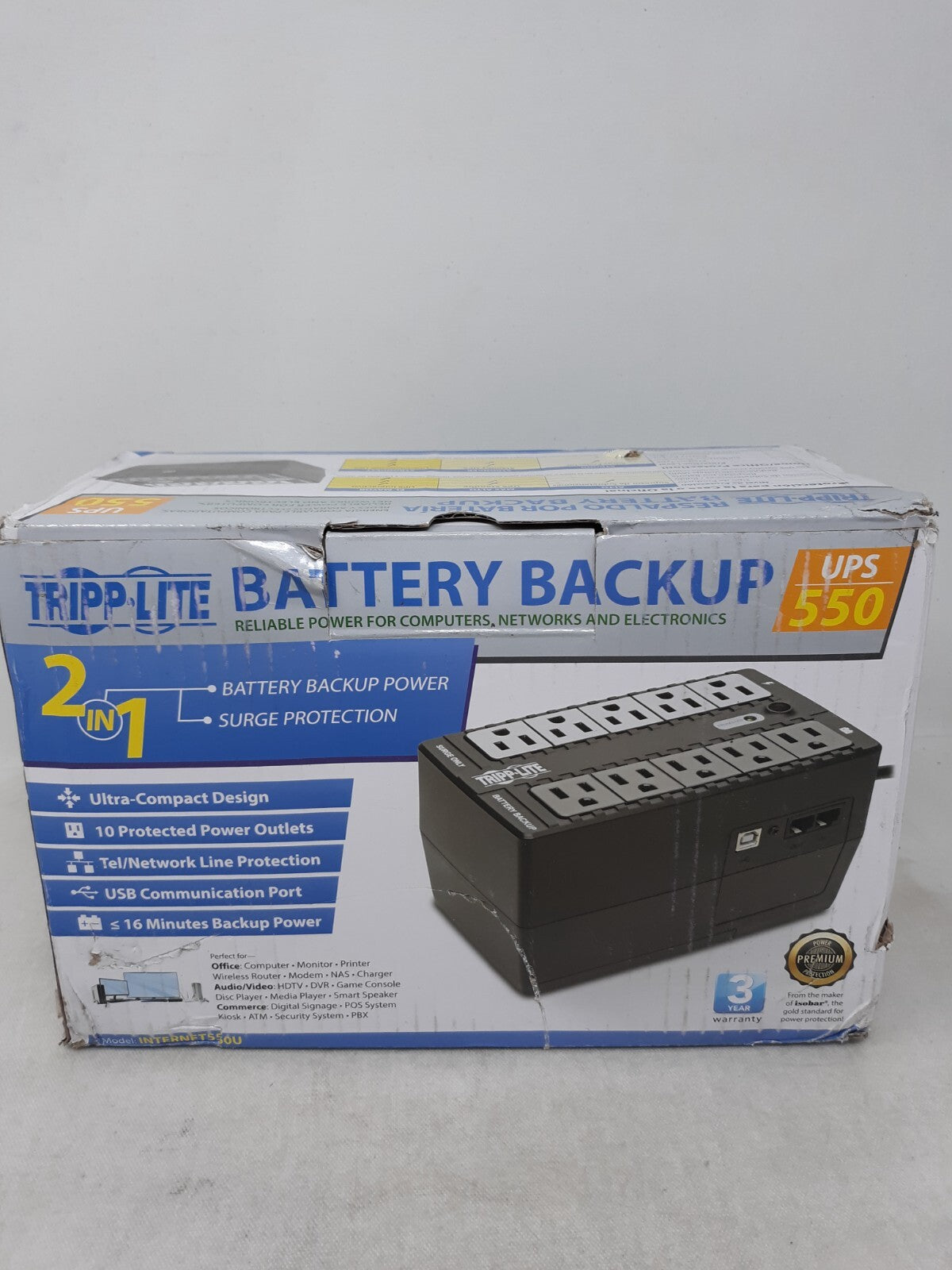 Tripp Lite UPS: 550VA  120V INTERNET550U