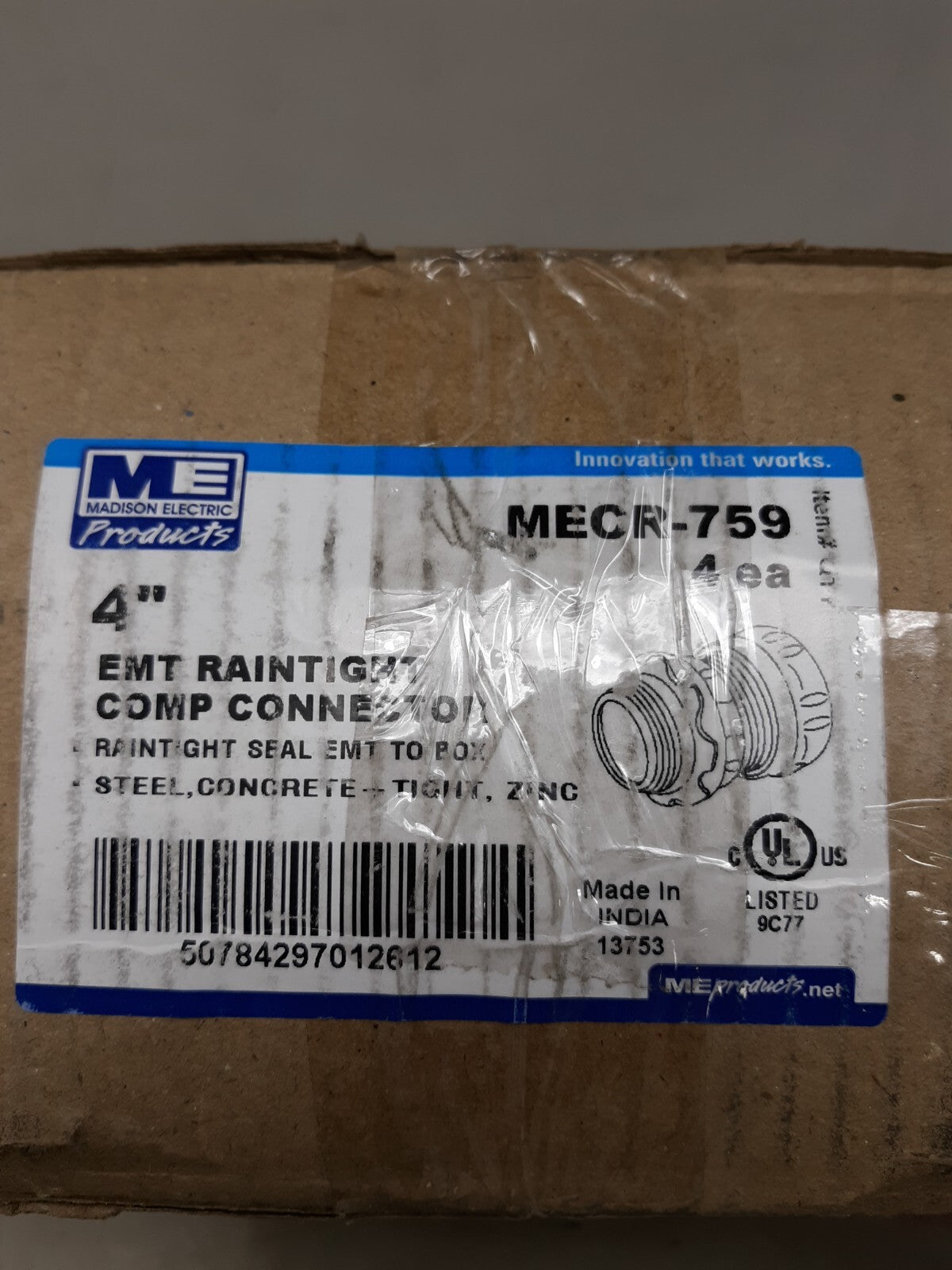 Pack of 4 Southwire 4" EMT Set Screw Connector MES-759