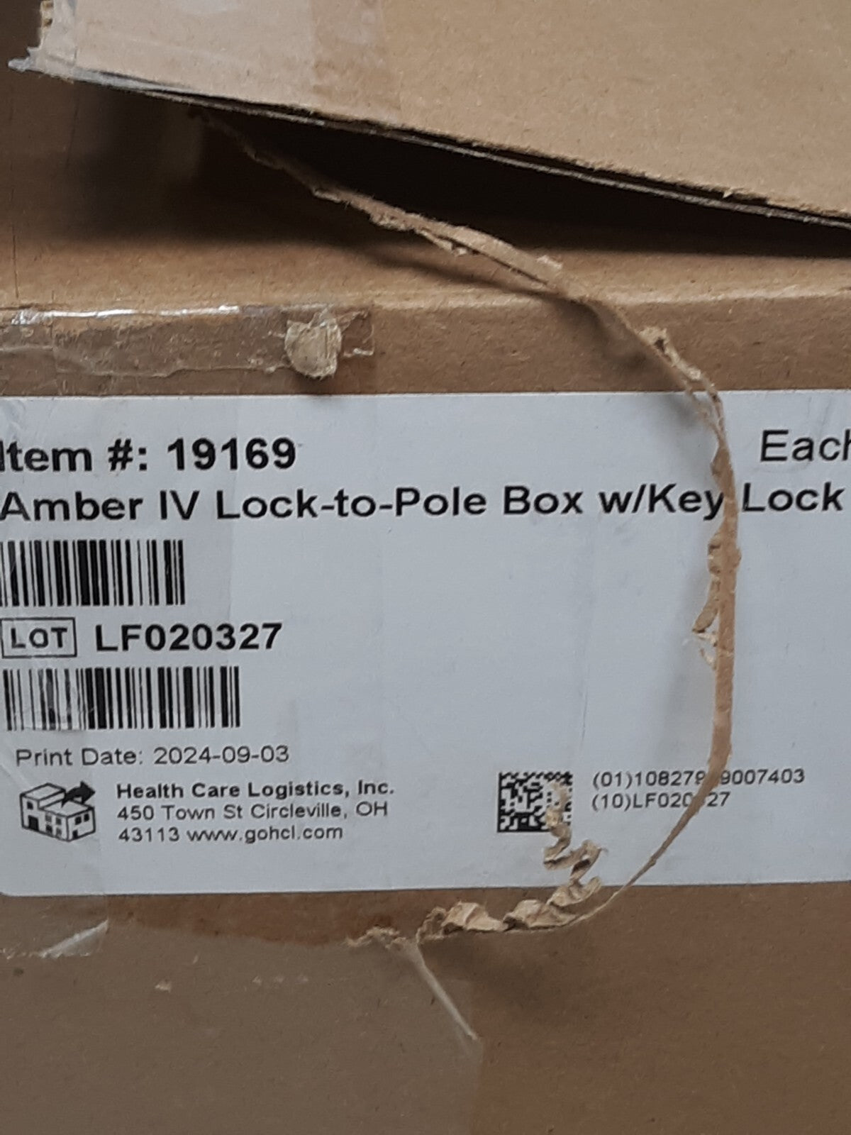 Health Care Logistics Amber IV Lock-to-Pole Box with Key Lock 19169