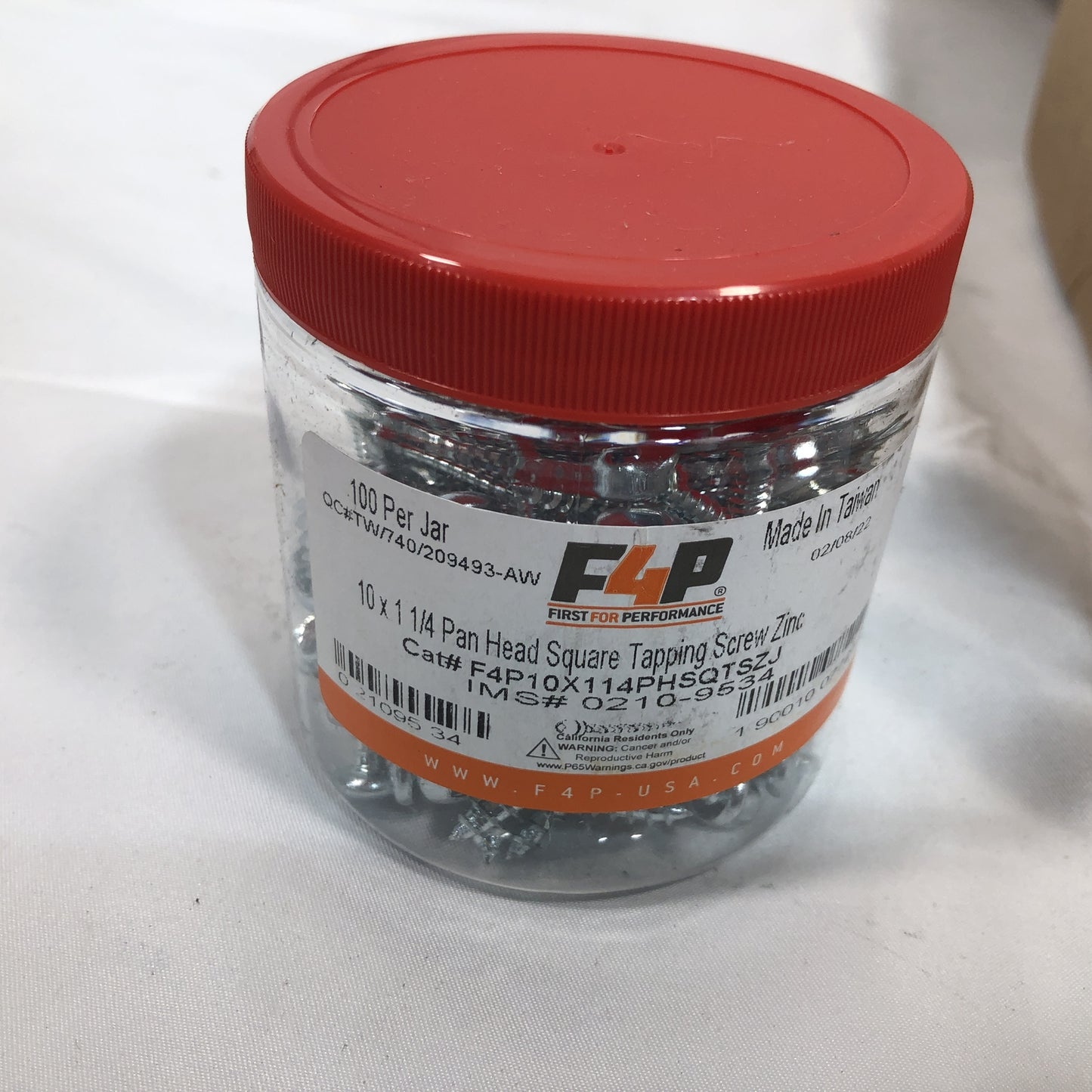 Case of F4P First for Performance 10 x 1 1/4" Pan Head Square Tapping Screw Zinc