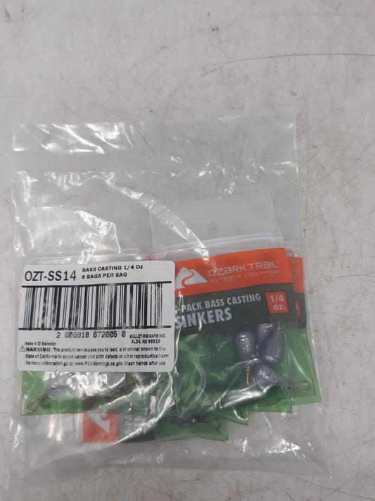Ozark Trail OZT-SS14 Bass Casting Sinkers 1/4 oz 6 Bags Lot of 30