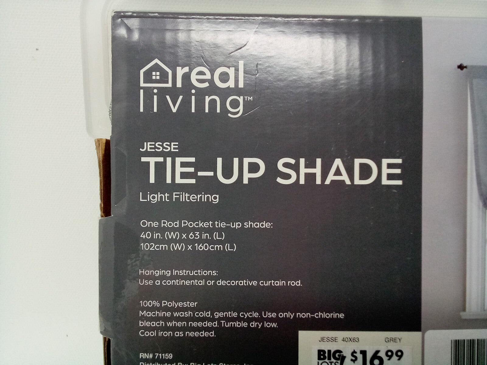 Archaeo Light Filtering Washed Cotton Tie-Up Window Shade Gray 40"x63"