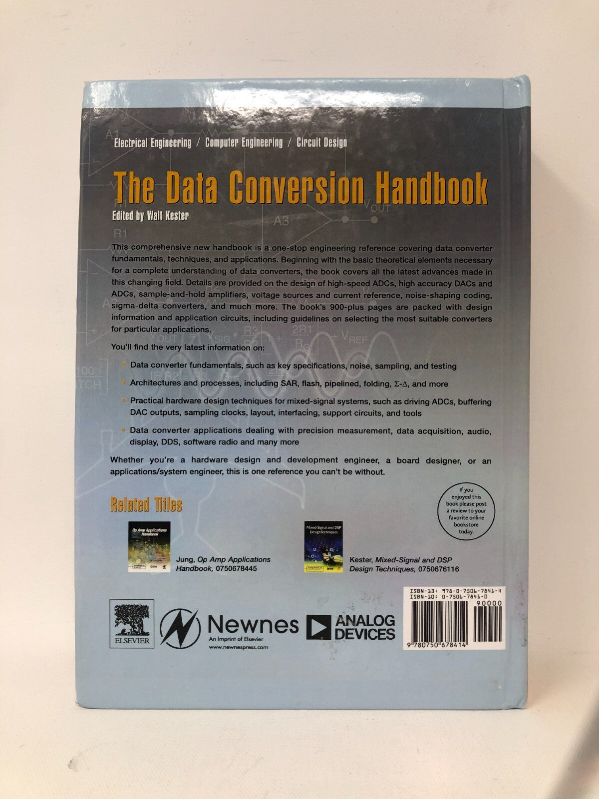 "The Data Conversion Handbook" by Analog Devices, Inc. ~ 2005 Textbook, Damaged