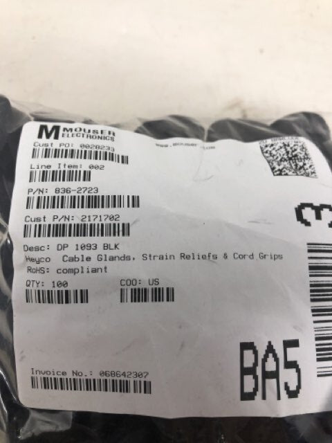 Mouser Electronics 836-2723 Cable Glands/Grips Qty: 100