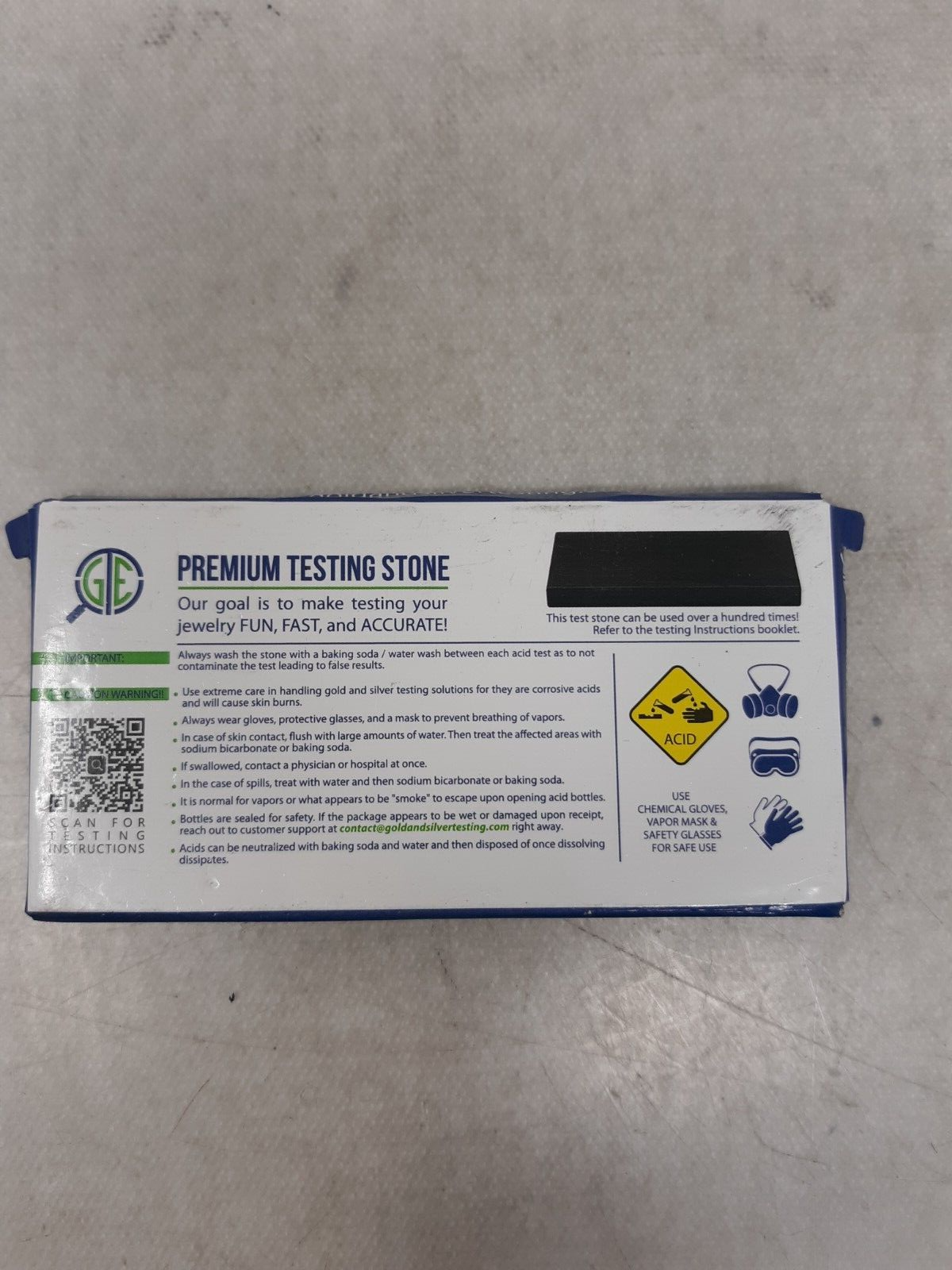 Premium 2x4 Jewelry Testing Stone for Gold, Silver, Platinum – Anti-Skid Backing