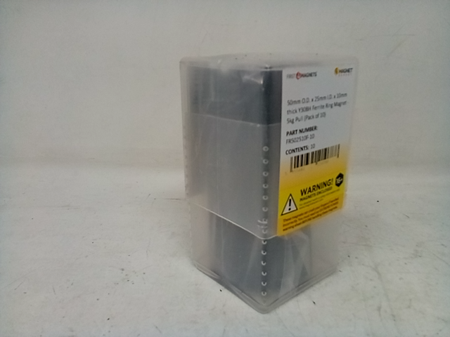 Magnet Expert, FR502510F-10, 50mm O.D. x 25mm I.D. x 10mm Thick Magnets, QTY 10